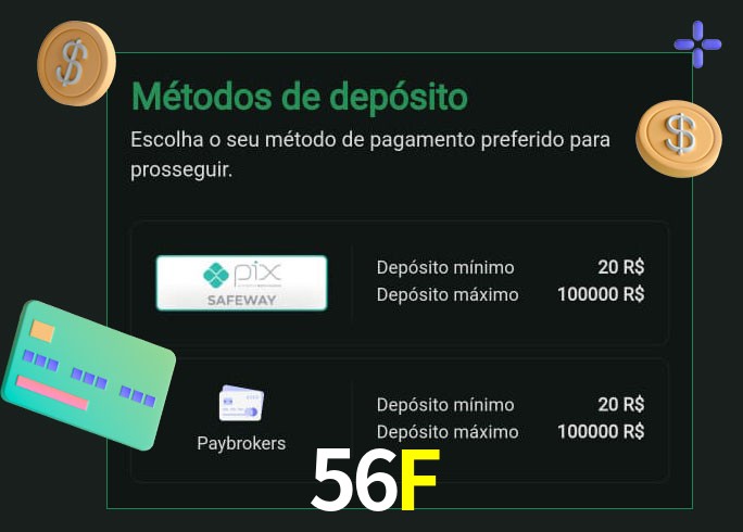 O cassino 56F oferece uma grande variedade de métodos de pagamento
